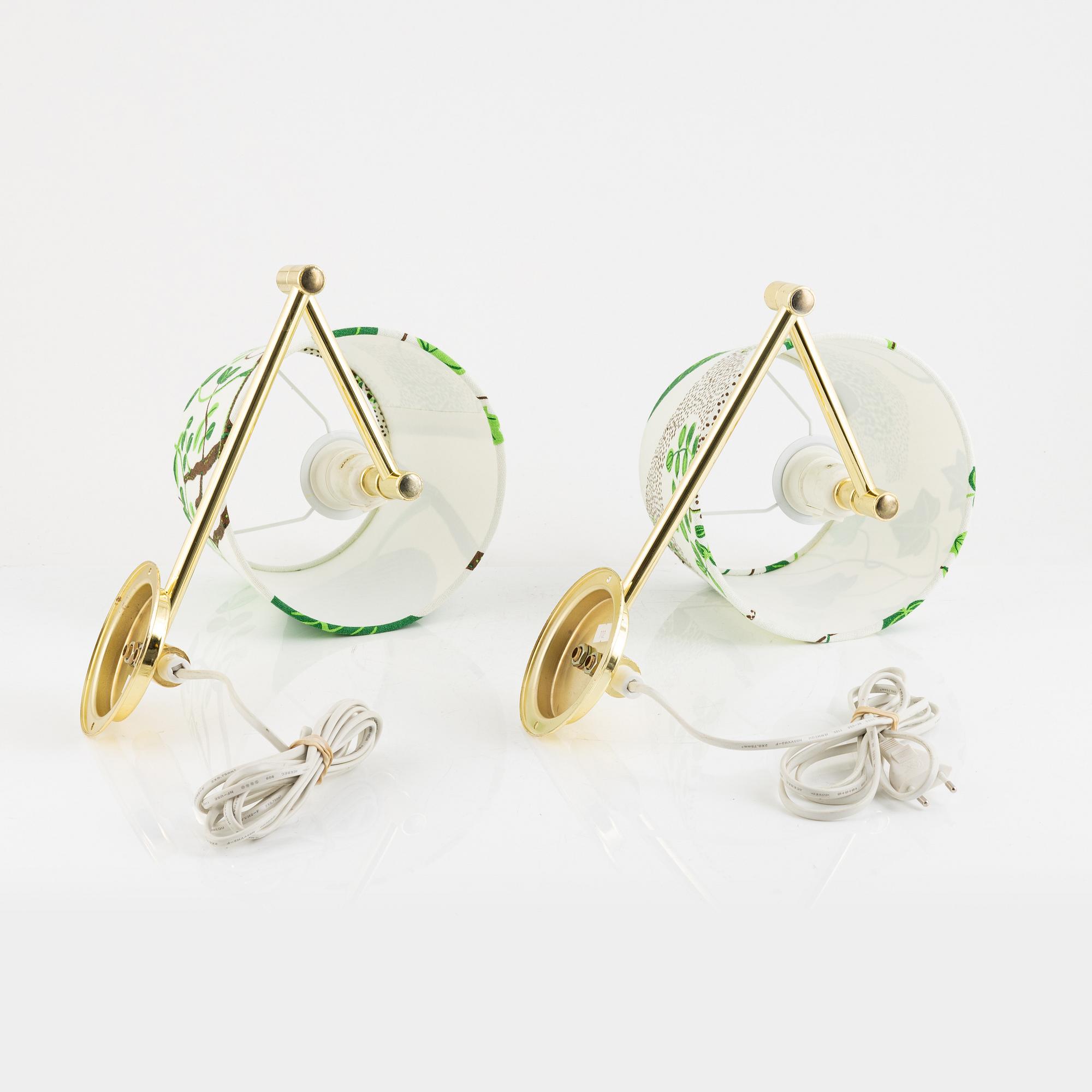 A pair of wall lights, late 20th Century.