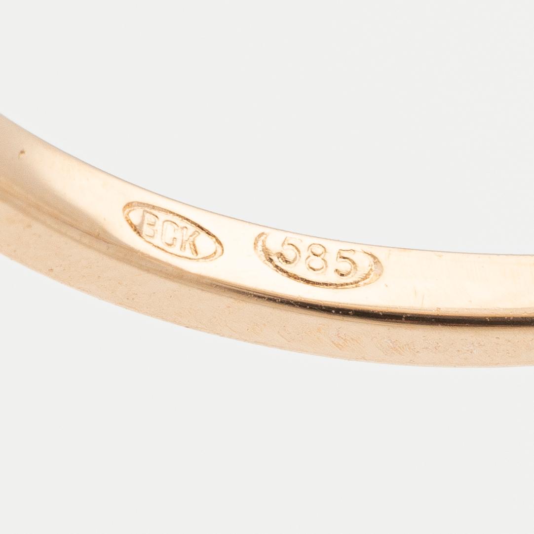 Ring 14K rose gold with orange sapphire and brilliant-cut diamonds.