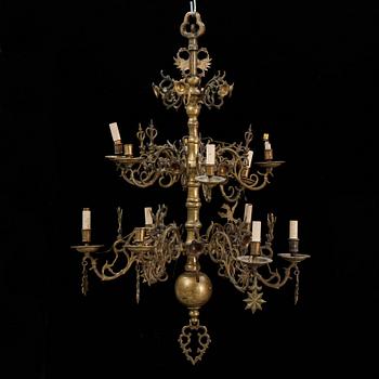 A composite baroque brass chandelier.