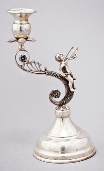 LJUSSTAKE, silver, importstämplar, 1900-talets första hälft. Tot. v. 179 g.