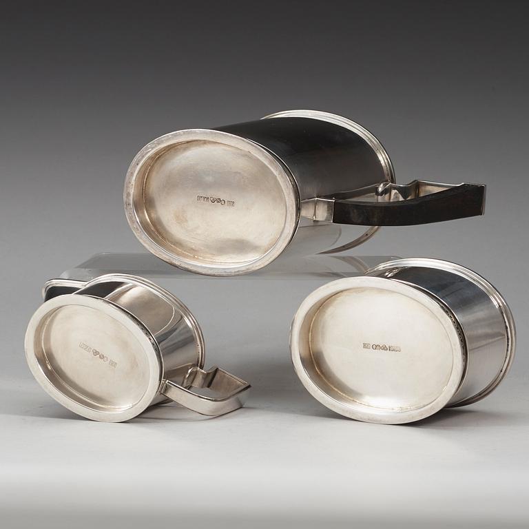 A C.F. Carlman three pieces of coffee service, Stockholm 1947.