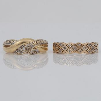 RINGAR, 2 st 18k guld samt diamanter. Tot ca 4.8 g.