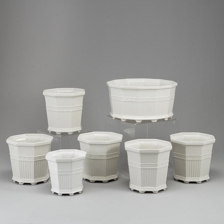 A group of 7 'Waldemarsudde' flower pots, Prins Eugen, Gustavsberg, designed 1915.