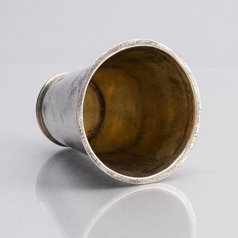 A Swedish early 18th century parcel-gilt silver beaker, mark of Salomon Feiff, Stockholm 1704.