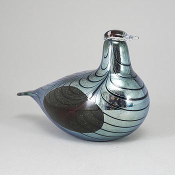 OIVA TOIKKA, a glass bird, Blue Pheasant , signed O. Toikka Nuutajärvi.