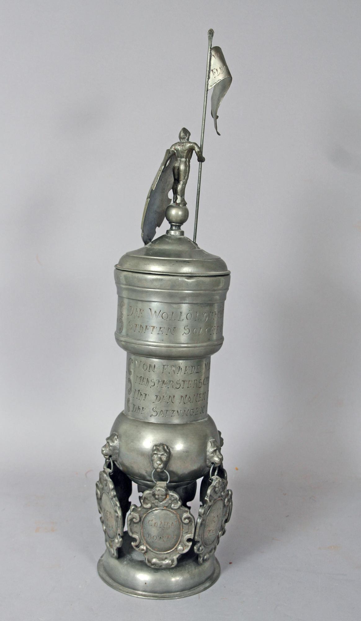 POKAL. Tenn, renässansstil trol. Tyskland 1800-tal.
