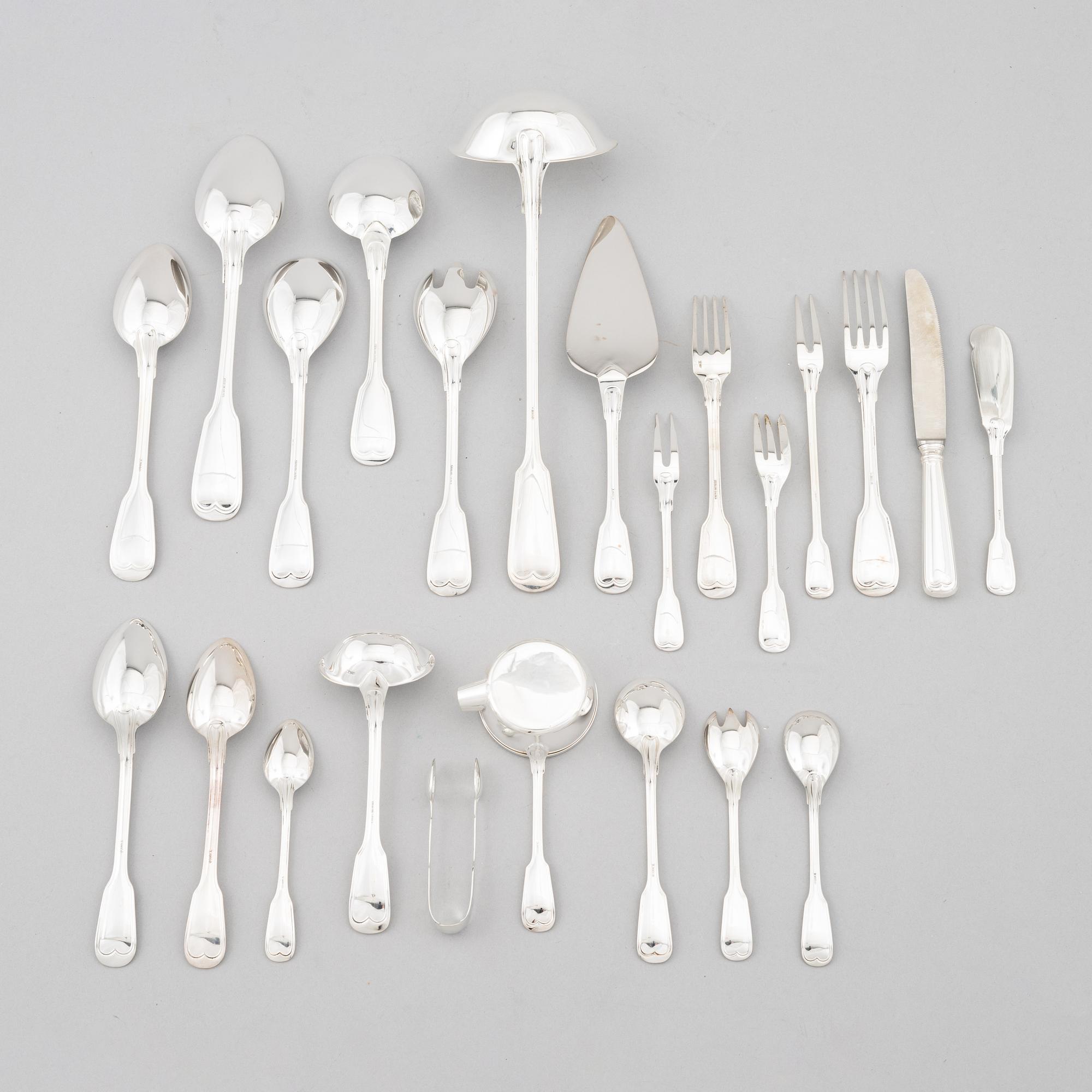 Koch & Bergfeld, a silver cutlery set, model Altfaden, Germany, second half of the 20th Century (71 pieces).