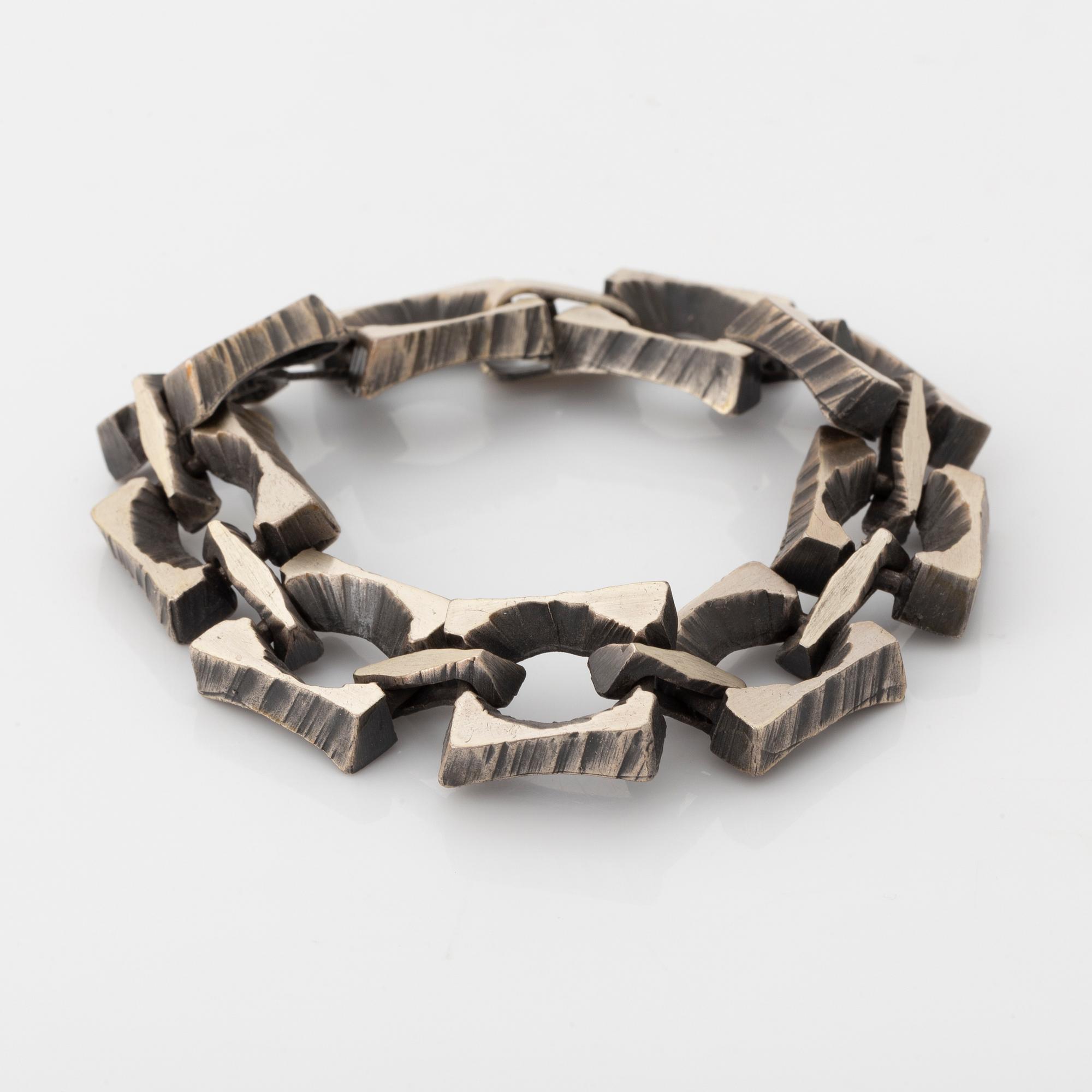 Kultasepät Sten & Laine, bracelet and two rings, silver.