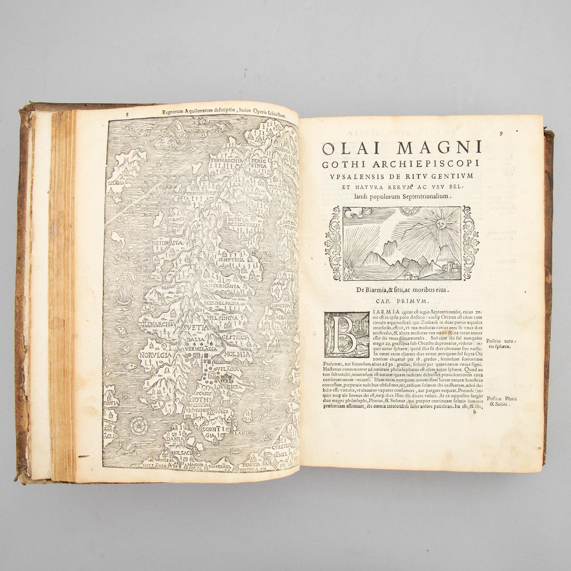 Olaus Magnus’ Historia, Rome 1555, with woodcut map.