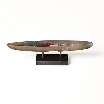 Bertil Vallien, skulptur, båt, sandgjutet glas, Kosta Boda 1992.