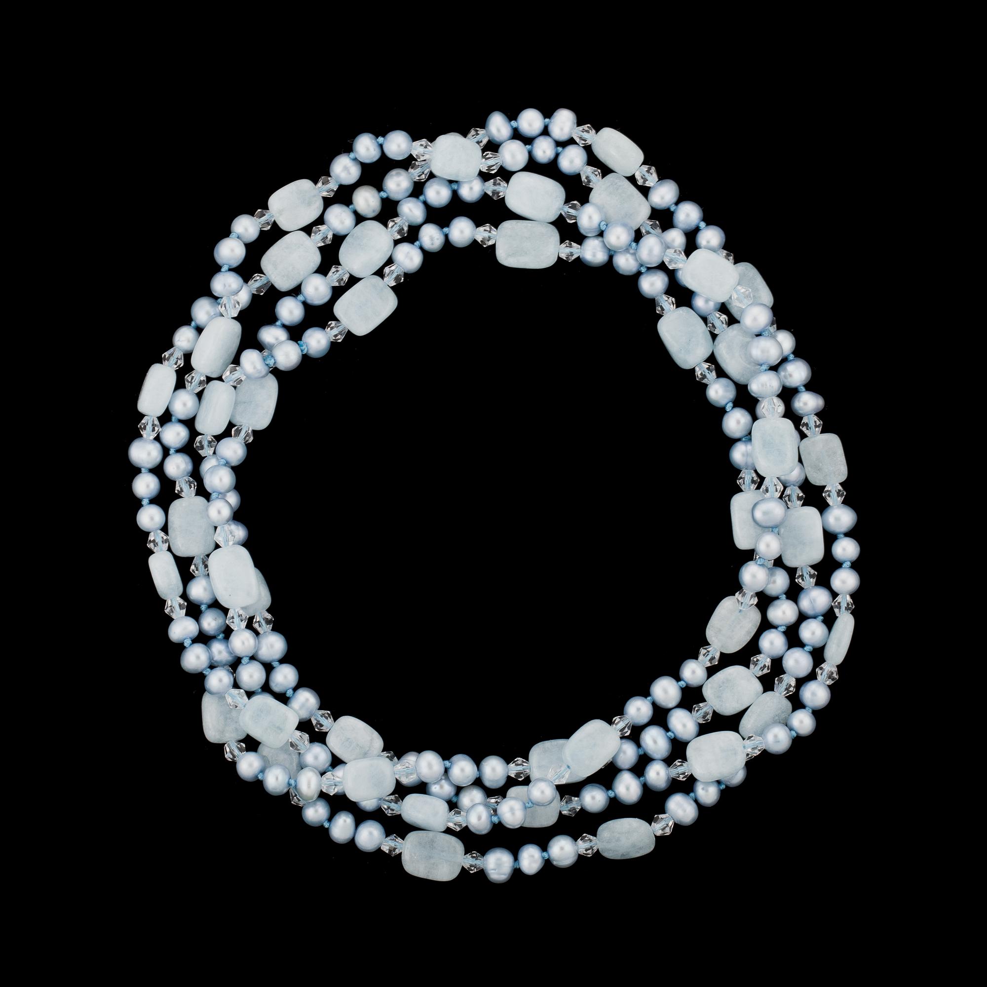 COLLIER, bl.a. odlade sötvattenpärlor samt akvamariner. 2000-tal.