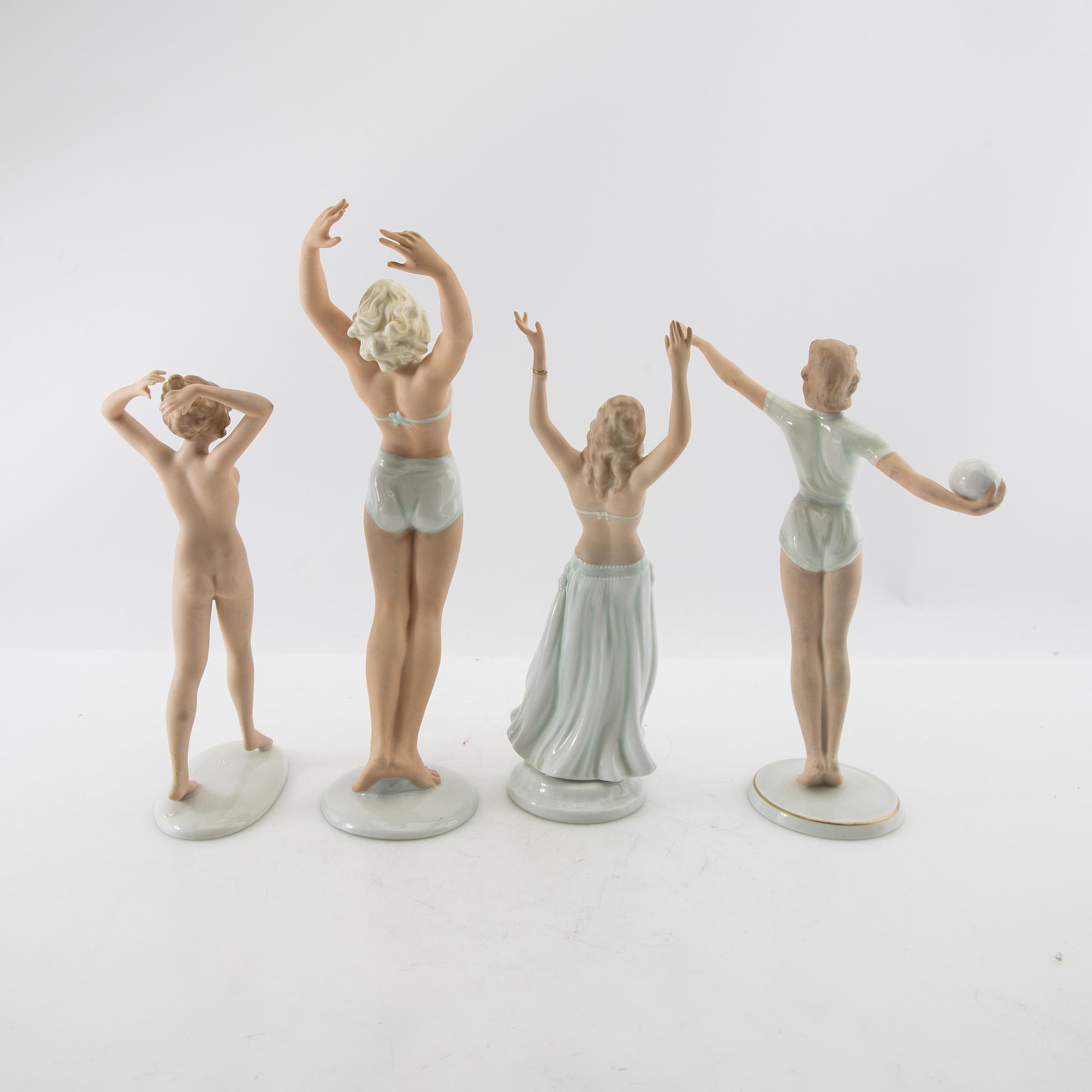 Figuriner 4 st Wallendorf Tyskland 1900-talets mitt porslin.