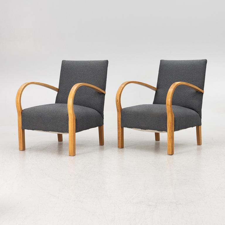 A pair of Swedish Modern armchairs, 1940's.