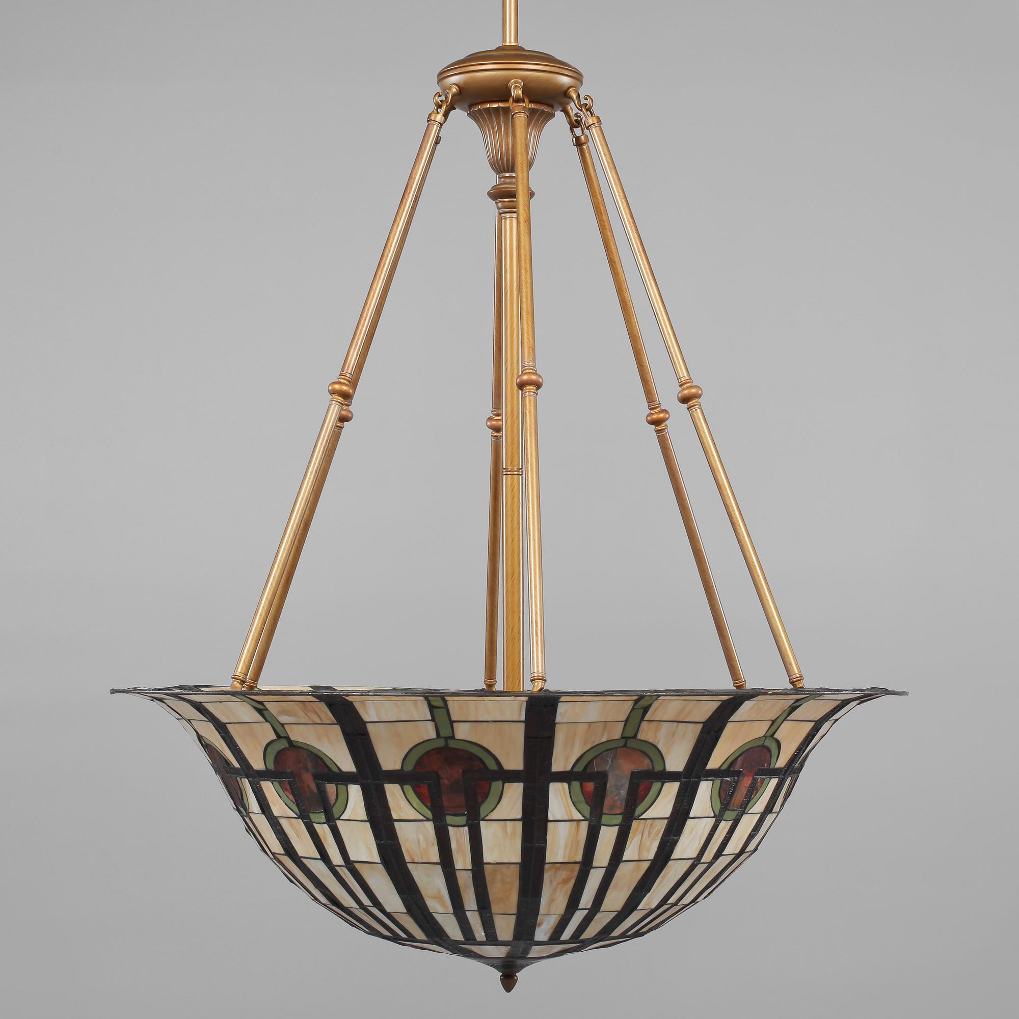 TAKLAMPA, Tiffanystil, 1900-talets andra hälft, höjd 120 cm.