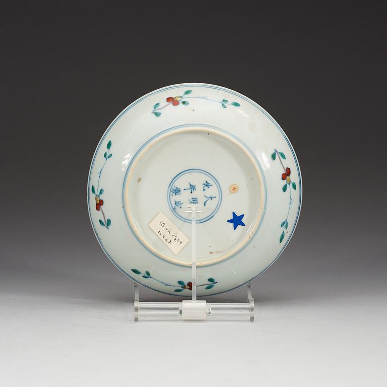 A doucai dish, Qing dynasty (1644-1912), with Chenghua six character mark.