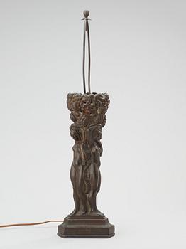 Ragnar Gellerstedt, A Ragnar Gellerstedt patinated bronze table lamp, Herman Bergman, Stockholm 1920's-30's.