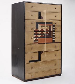 Ingegerd Torhamn, a modernist painted and decorated chest of drawers, Sweden ca 1930.