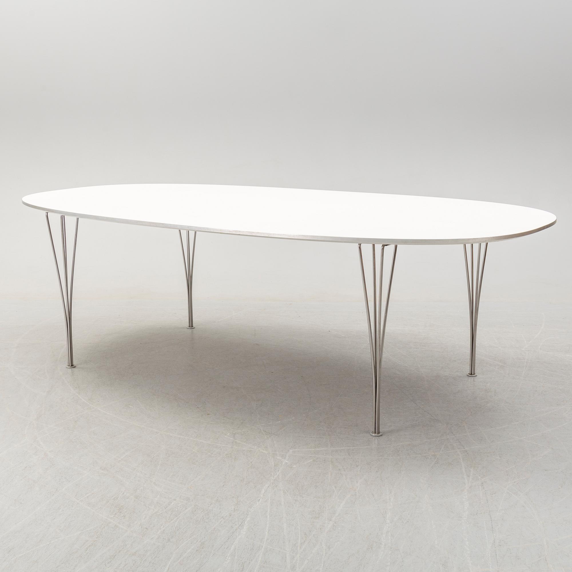 A 'Superelips' table by Bruno Matsson and Piet Hein, Fritz Hansen, Denmark.