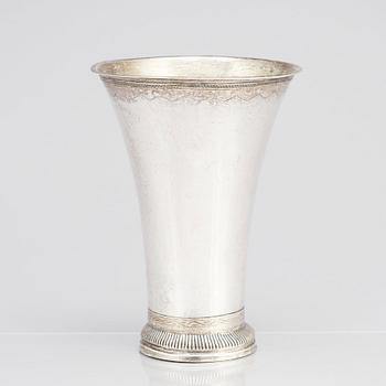 A Swedish 18th century parcel-gilt silver beaker, mark of Petter Gillberg, Varberg 1791.