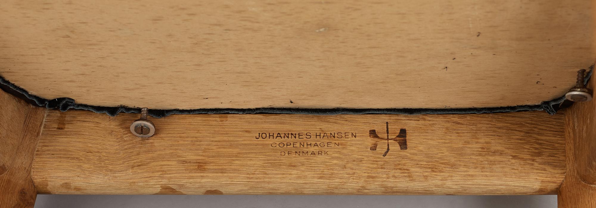 A set of six Hans J Wegner oak 'The Chair', Johannes Hansen, Denmark.