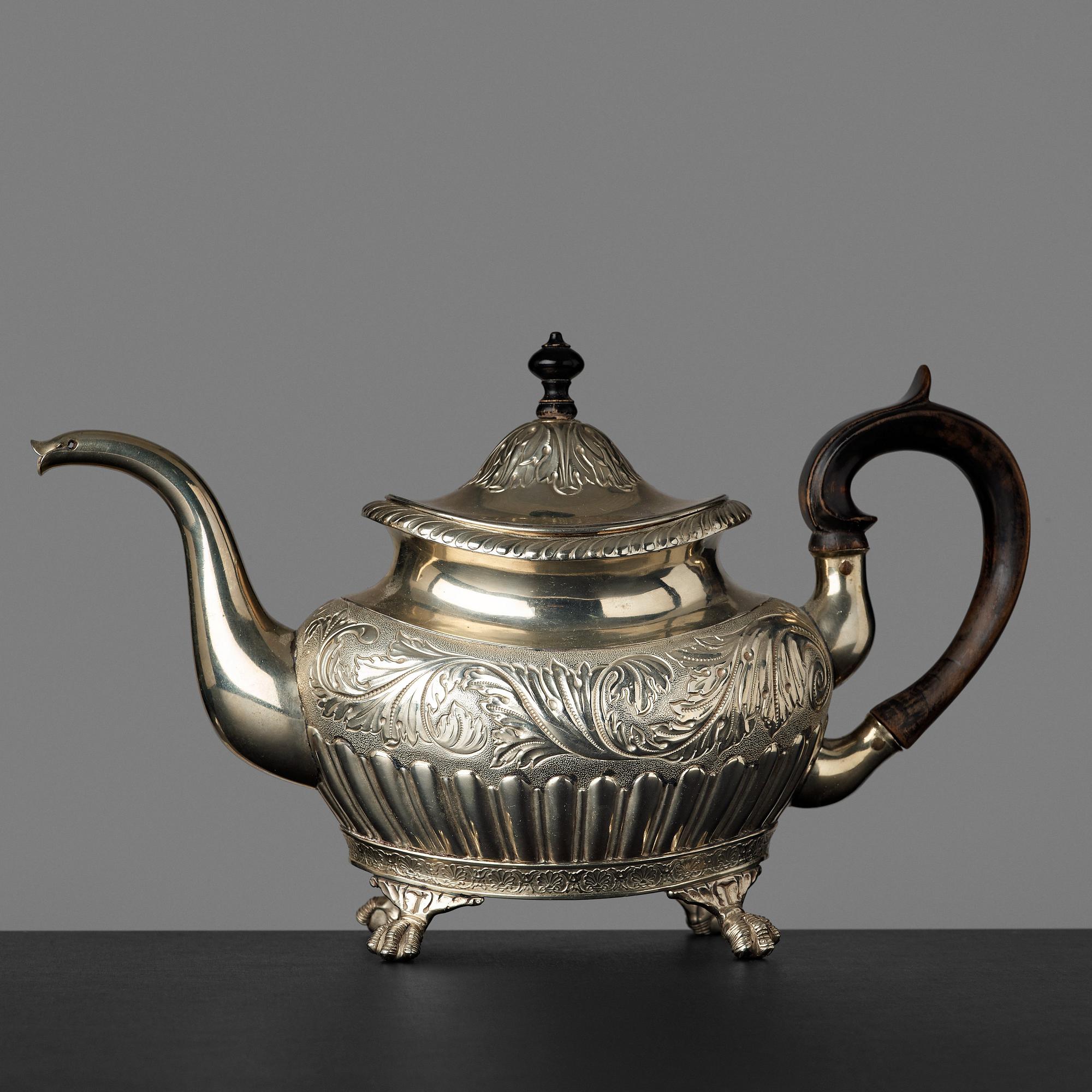 A Swedish late Empire tea pot by Erik Nordgren (Jönköping 1817-47).