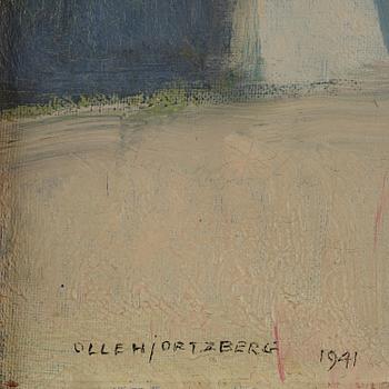 Olle Hjortzberg, Yellow roses in a glass vase.