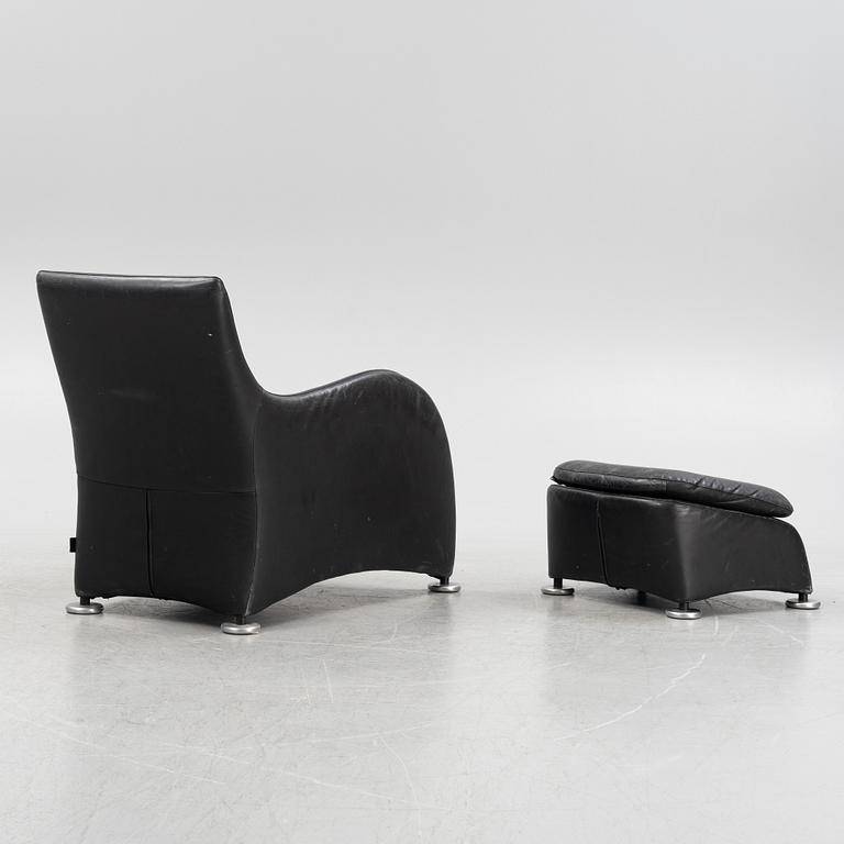 Gerard Van Der Berg, fåtölj med fotpall, "Loge" för Montis Nederländerna sent 1900-tal.