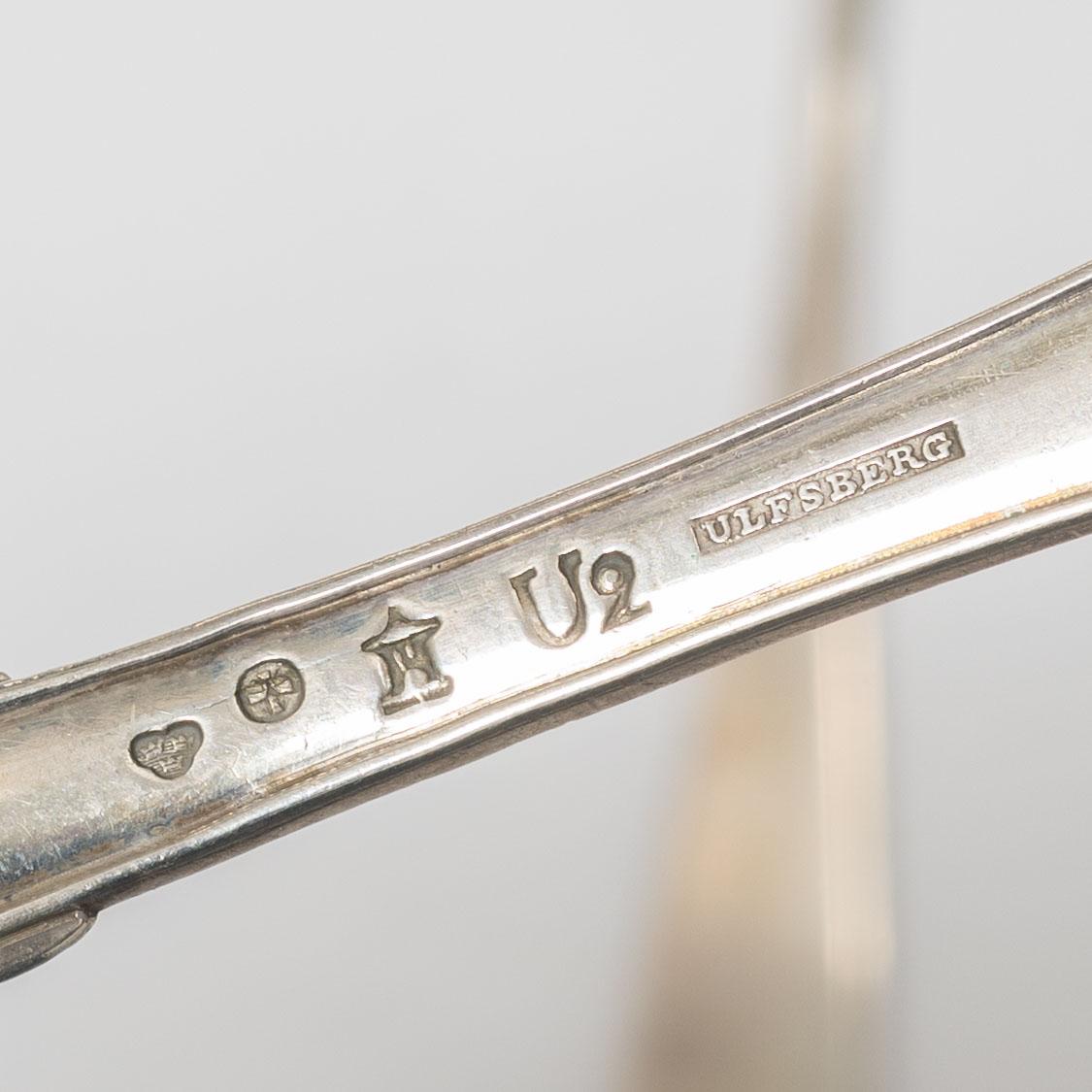 Matskedar, 17 st, silver, mestadels 1800-tal.