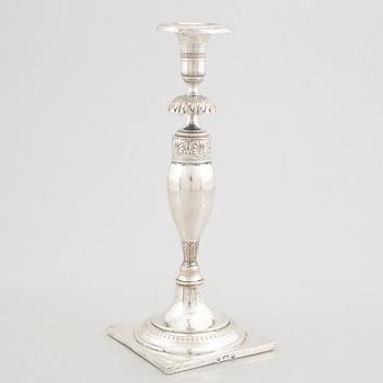 A German silver candlestick., 1820-1850.