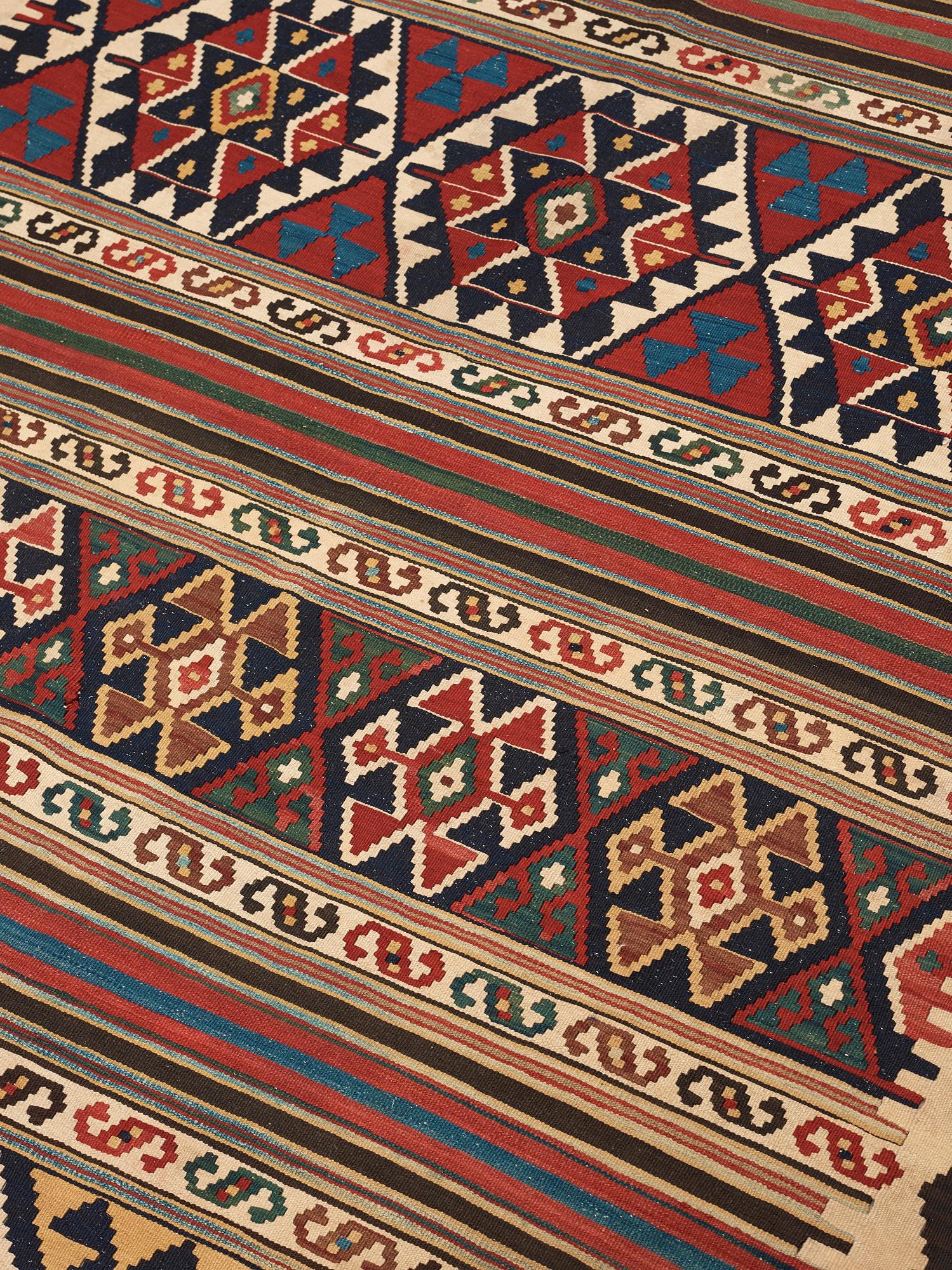 CARPET. Antique Shasavan Kilim. 317 x 148 cm.