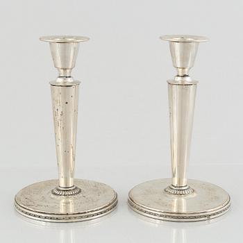 A pair of Swedish silver candlesticks, mark of Eric Råström, Råströms Silver- O Nysilverfabrik, Stockholm 1947.