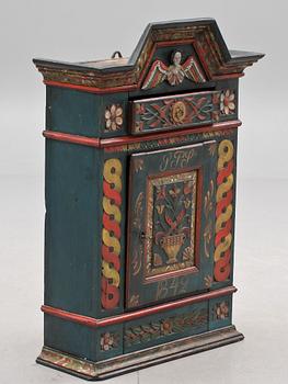 HÄNGSKÅP, sk Änglaskåp, allmoge. 1842.