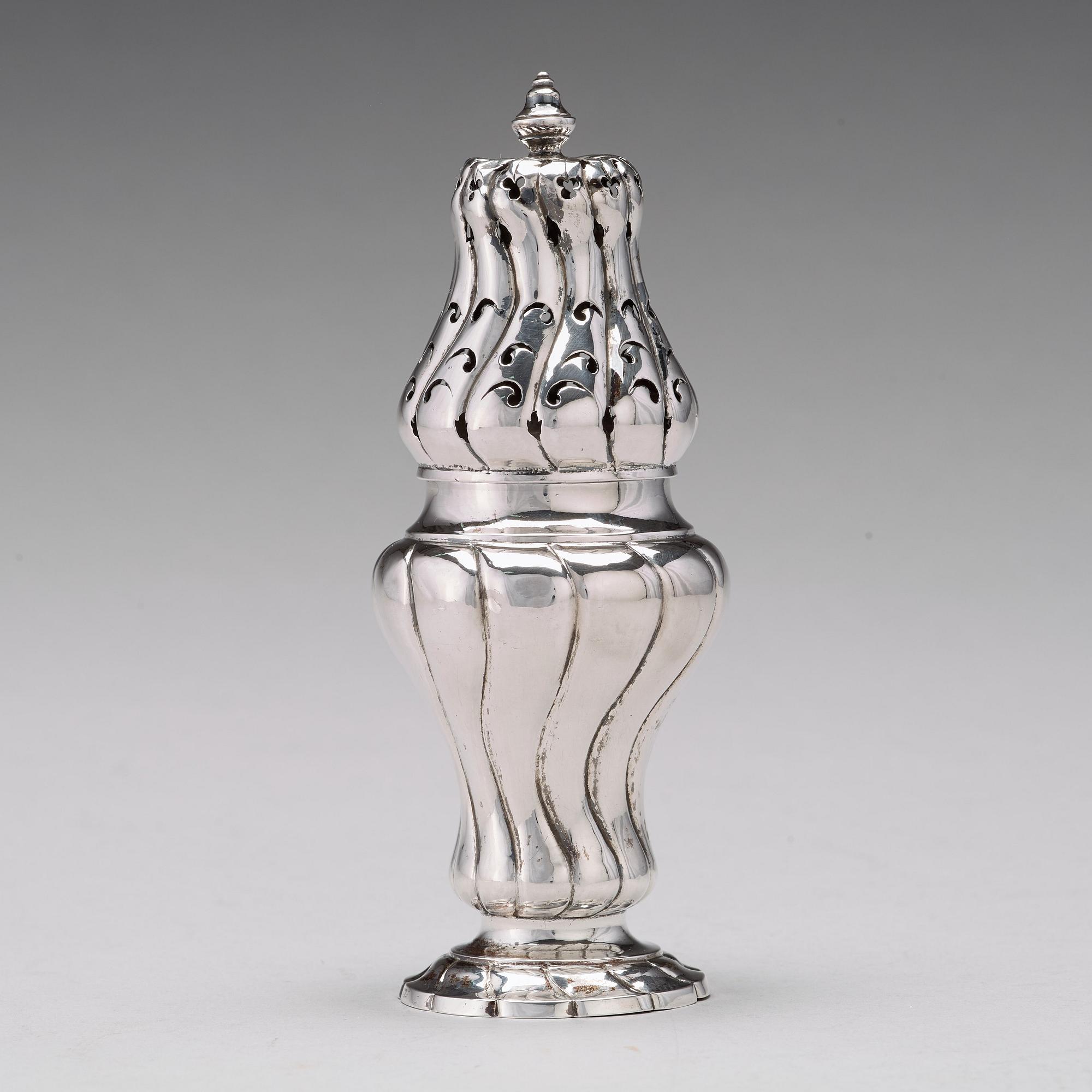 A Baltic 18th century sugar-caster, mark of Johan Diedrich Rehwald, Riga (1731-1781(-93)).