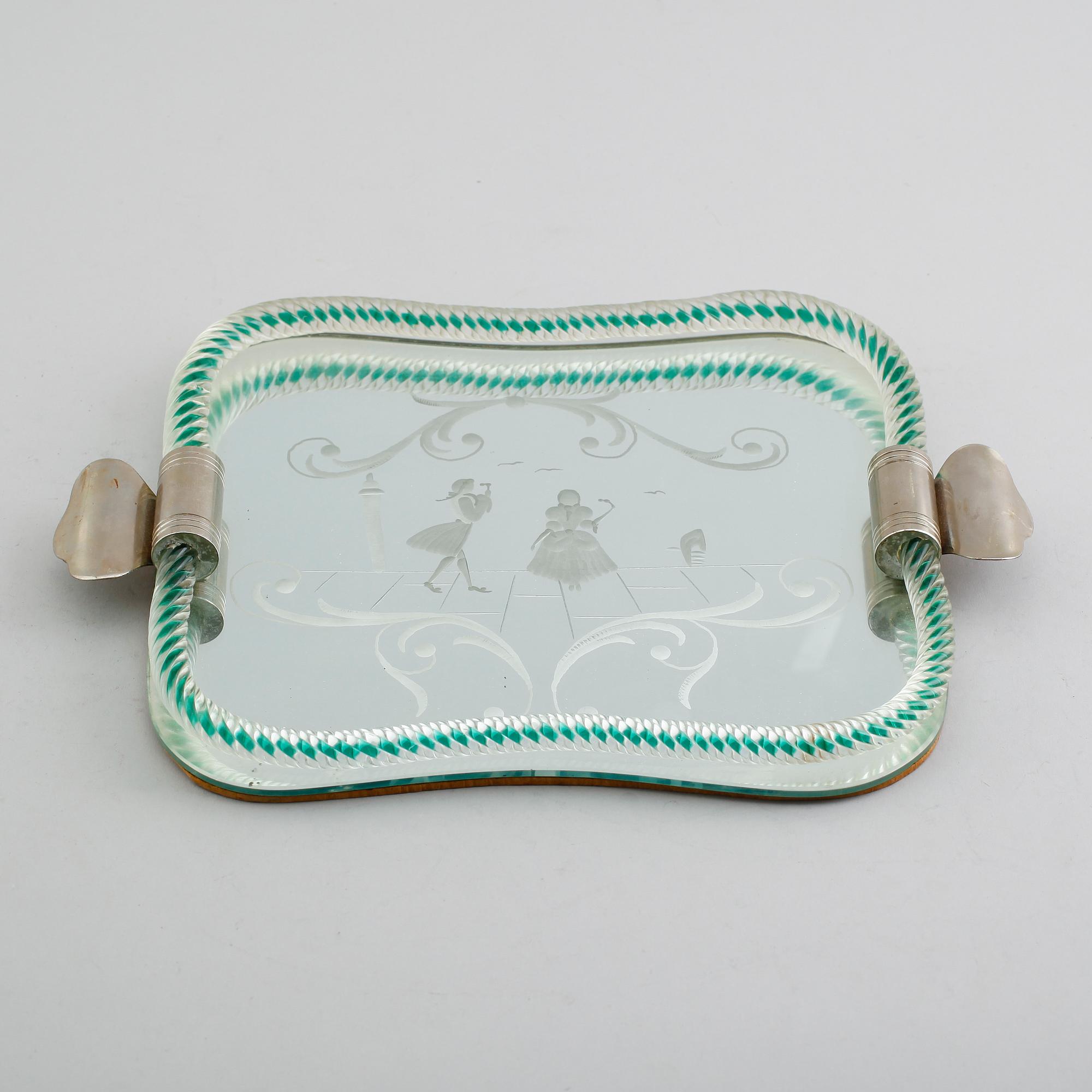 BRICKA, glas, venetiansk stil, 1900-talets mitt.