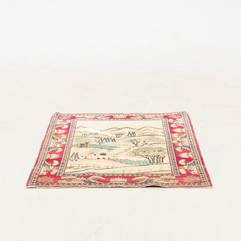 Keshan rug, figural semi-antique, approx. 165x110 cm.