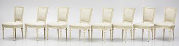 A set of eight Gustavians chairs, 20th Century.