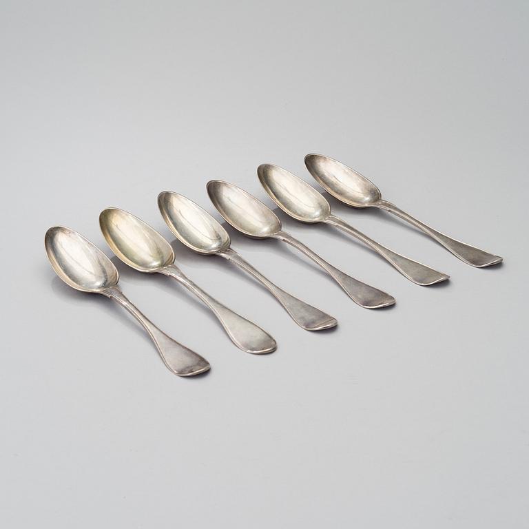 SPOONS 6 PIECES, silver, Luleå 1812, Johan Bergman's widow, weight 386 g.