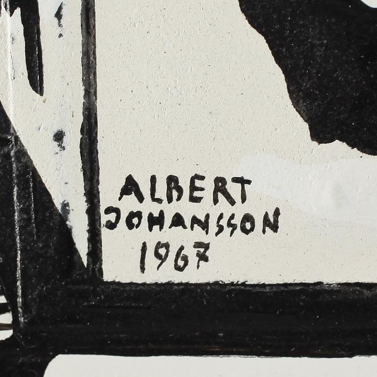 ALBERT JOHANSSON, blandteknik på pannå, signerad och daterad á tergo 1967.