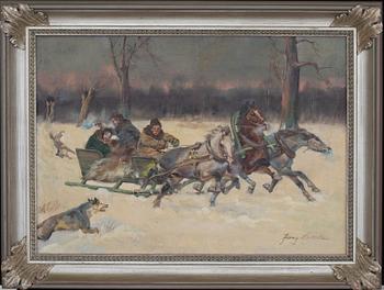 JERZY KOSSAK, oil on canvas, signed.