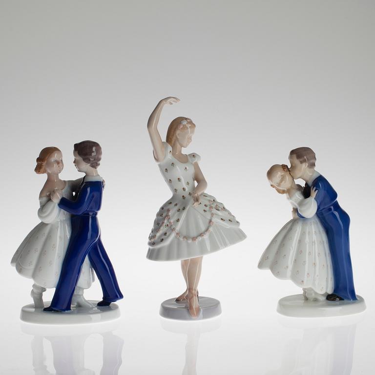 FIGURINER, 3 st, porslin, Bing & Gröndahl, 1900-tal.