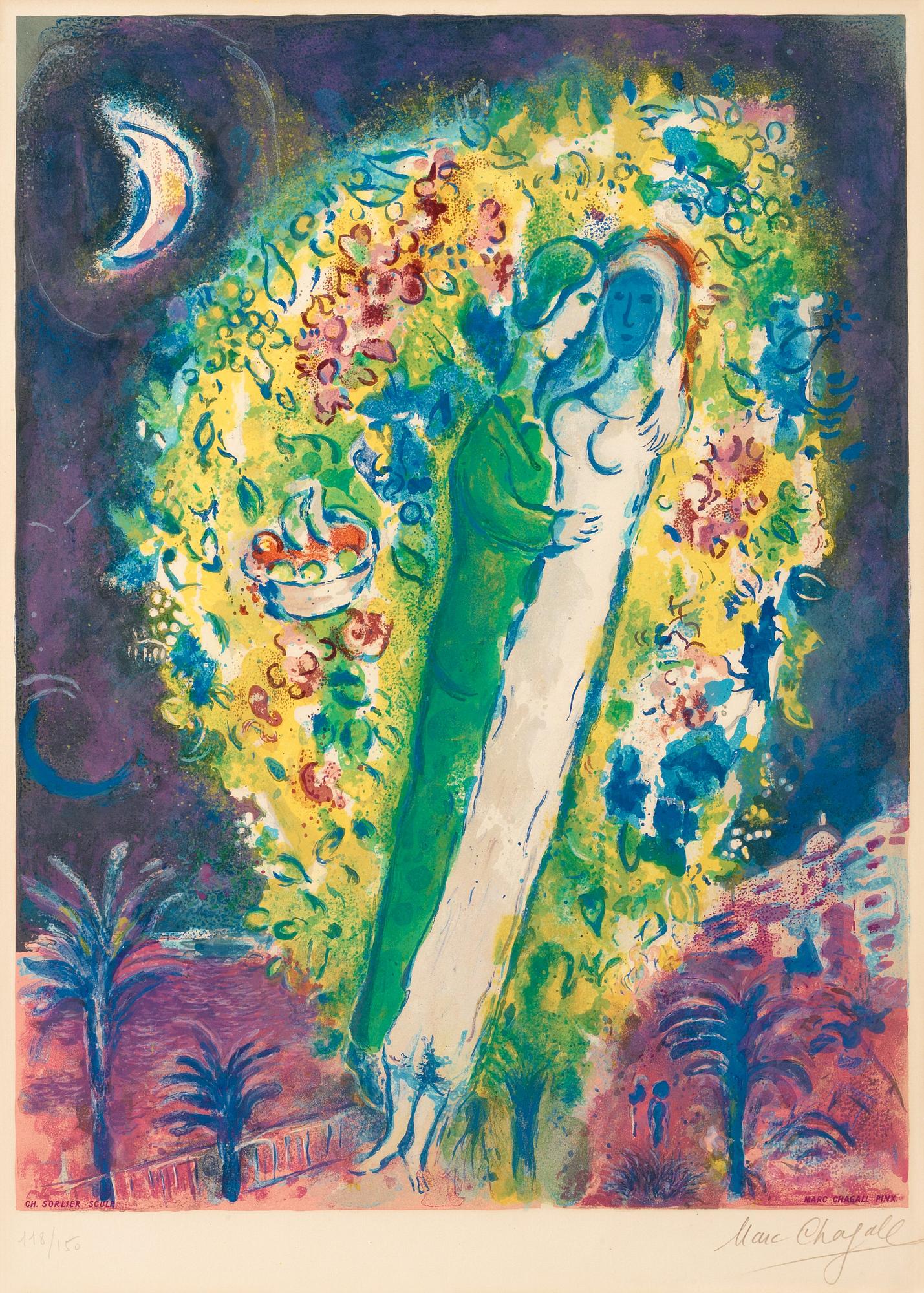 Marc Chagall, "Couple dans les mimosas", from "Nice et la Côte d'Azur".