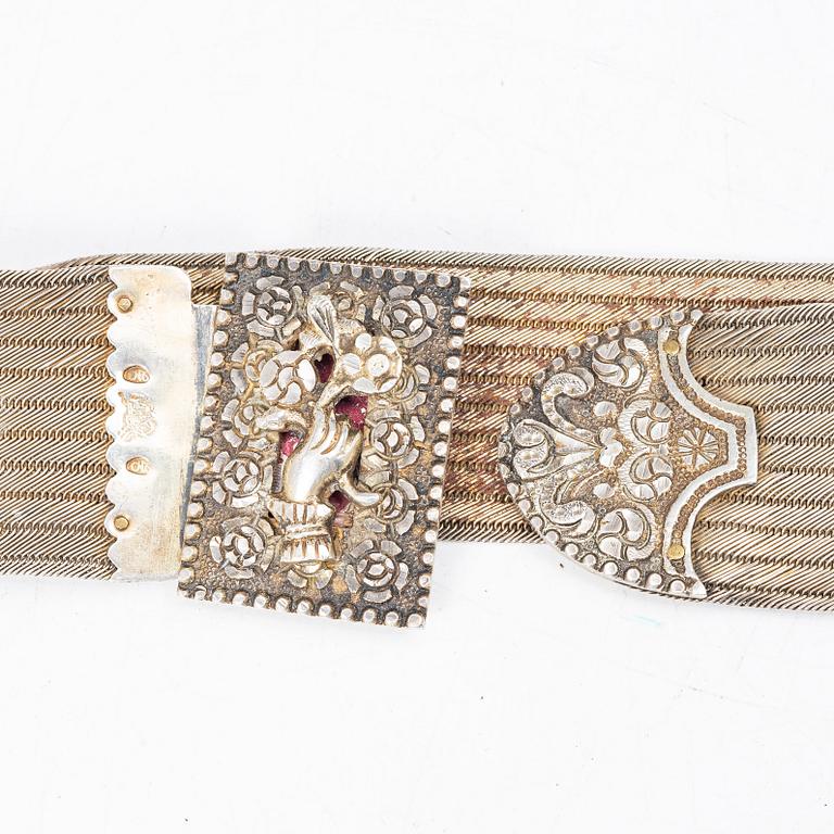 An Ottoman Empire silver belt, Turkey, circa 1880. Total weight approx. 418 g.