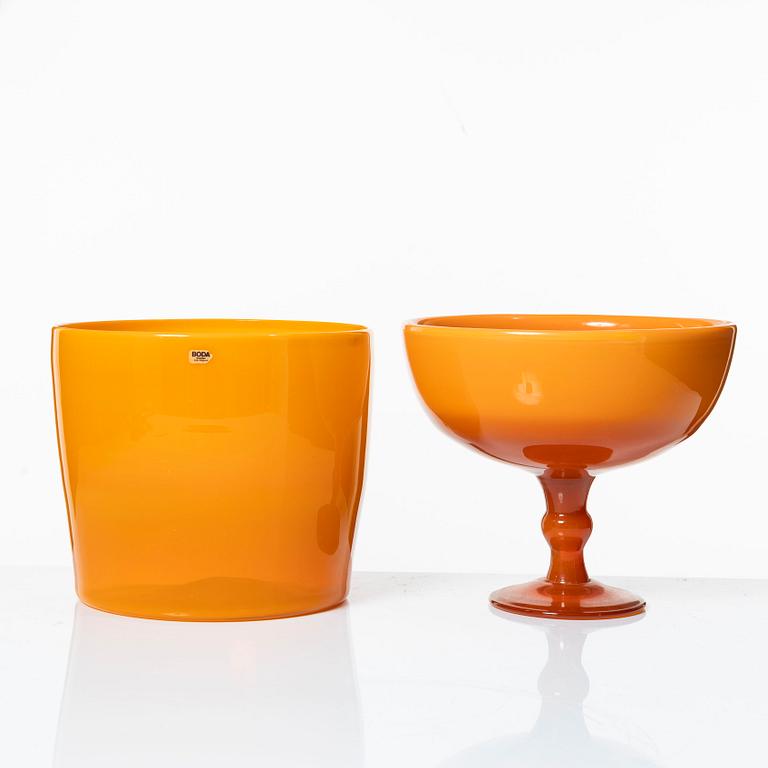 Erik Höglund, a set of nine glass vessels, Boda.