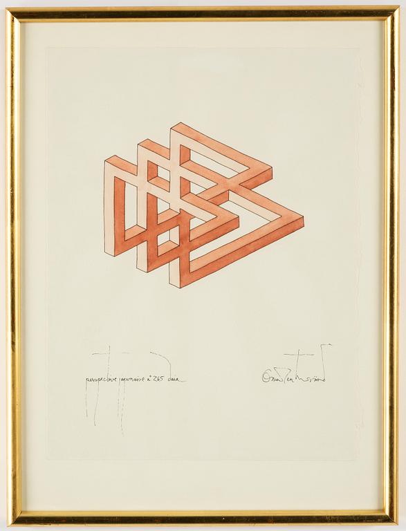 Oscar Reutersvärd, watercolour, signed.