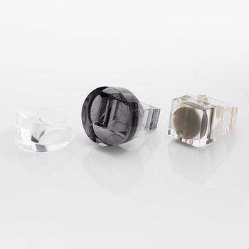 Siv Lagerström, three acrylic rings, 1970s.