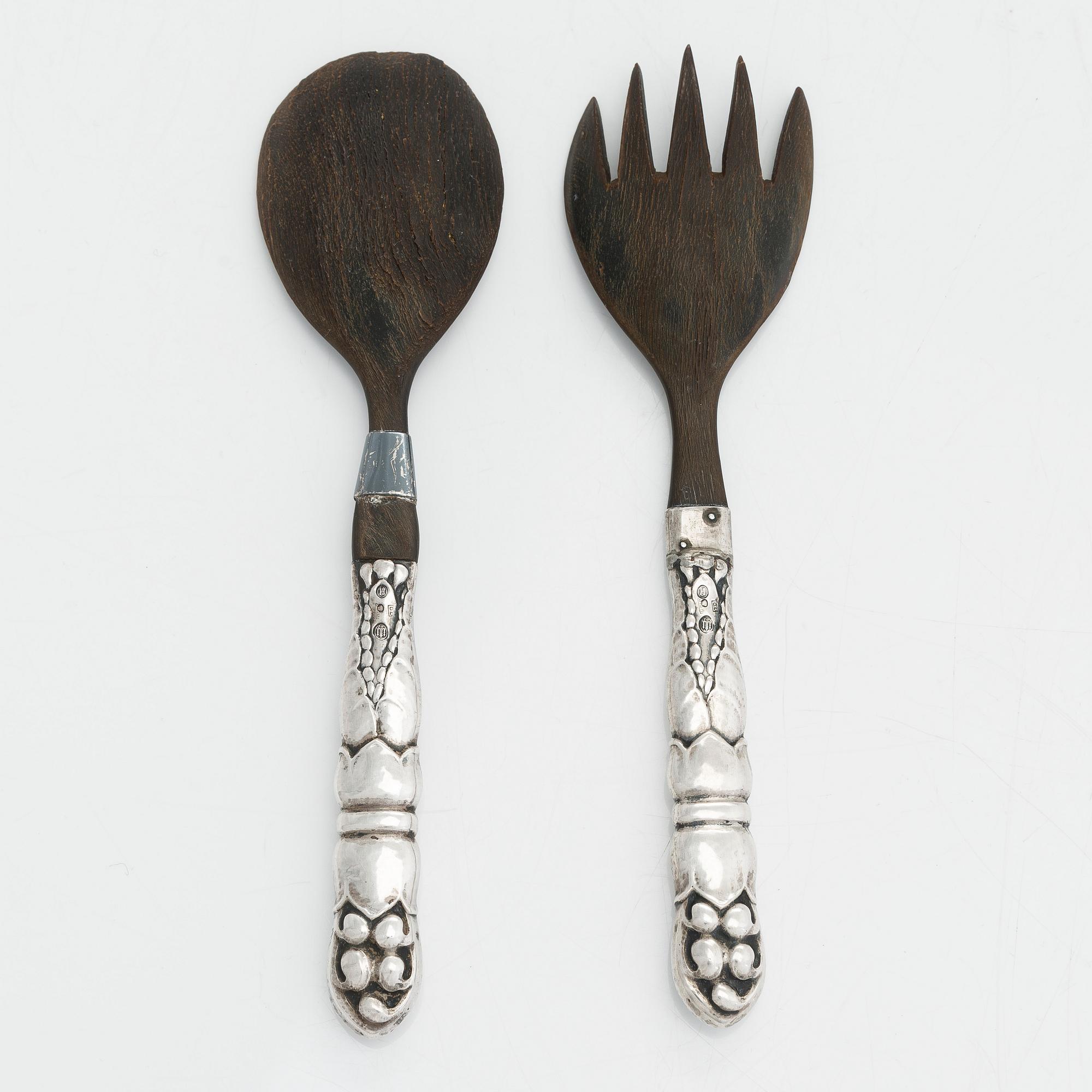 Georg Jensen, ottimet, hopea ja puu, Tanska 1927.
