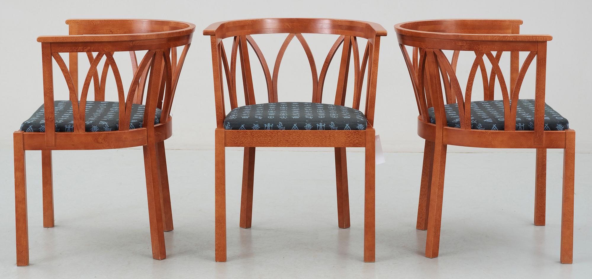 KARMSTOLAR, 3 st, Design Sigvard Håkansson för Swedese, 1900/2000-tal.