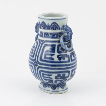 A blue and white chinese bronze shaped vase, 20th Century.