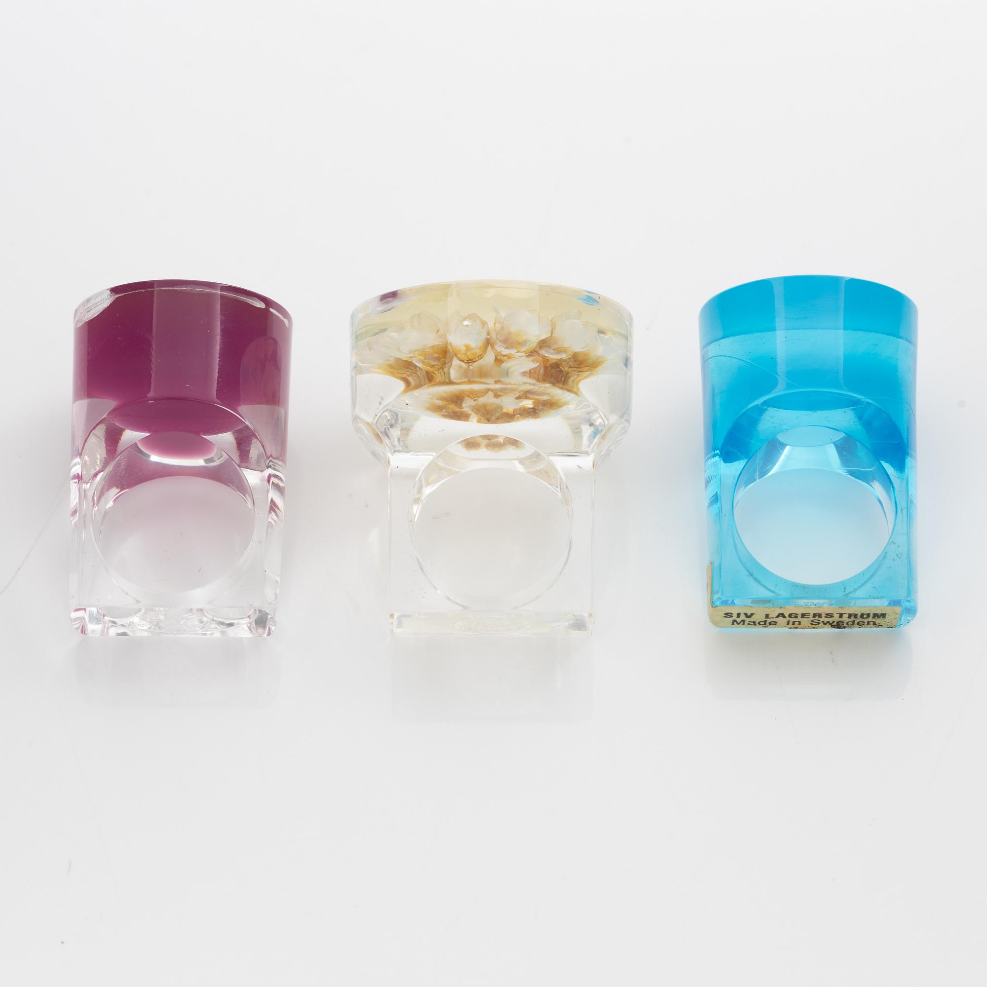 Siv Lagerström, three rings, acrylic plastic, 1970s.
