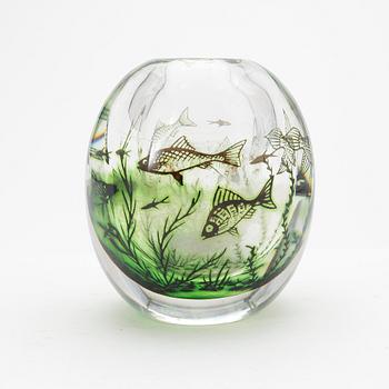 VAS, glas, "Fiskgraal" Edward Hald, Orrefors, 1962.